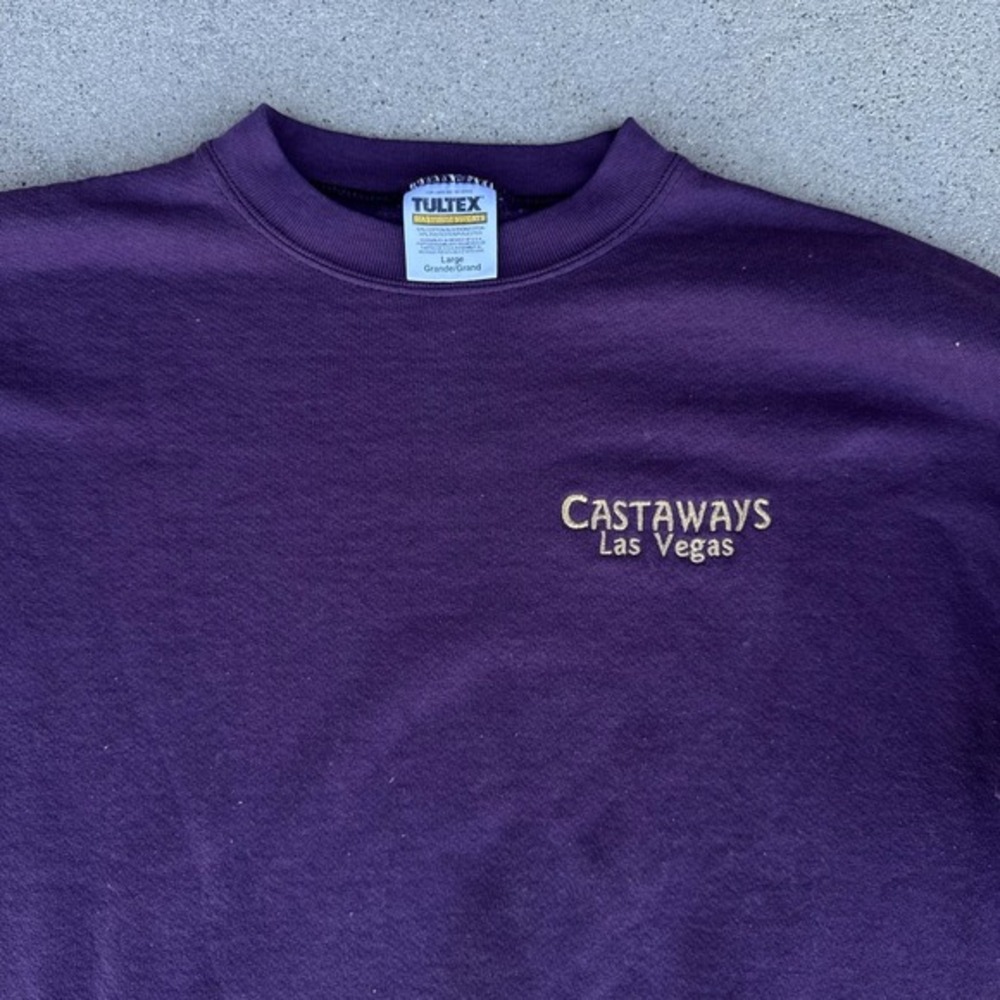 Vtg Castaways Las‎ Vegas Mens Purple Pullover Large Tultex Sweatshirt
